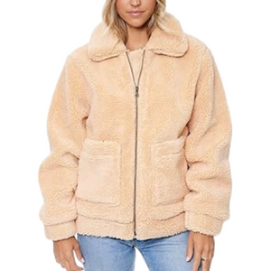 Elodie Cream Teddy Bear Jacket full zip large Anthropologie